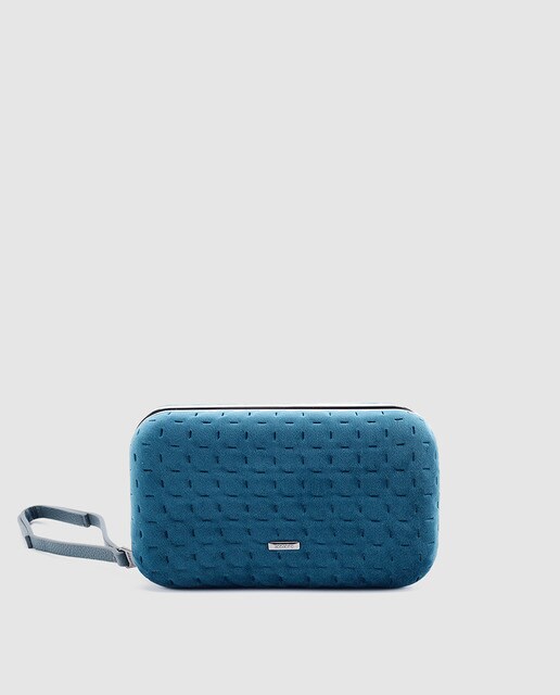 Clutch de fiesta Abbacino de terciopelo en azul con cremallera