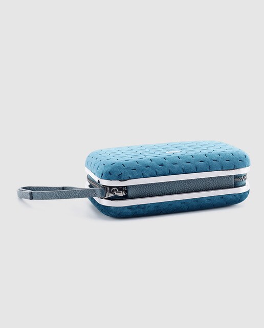 Clutch de fiesta Abbacino de terciopelo en azul con cremallera