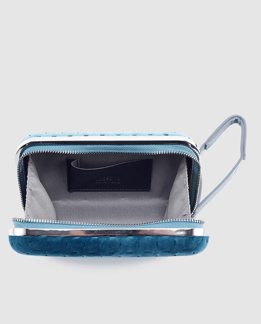 Clutch de fiesta Abbacino de terciopelo en azul con cremallera