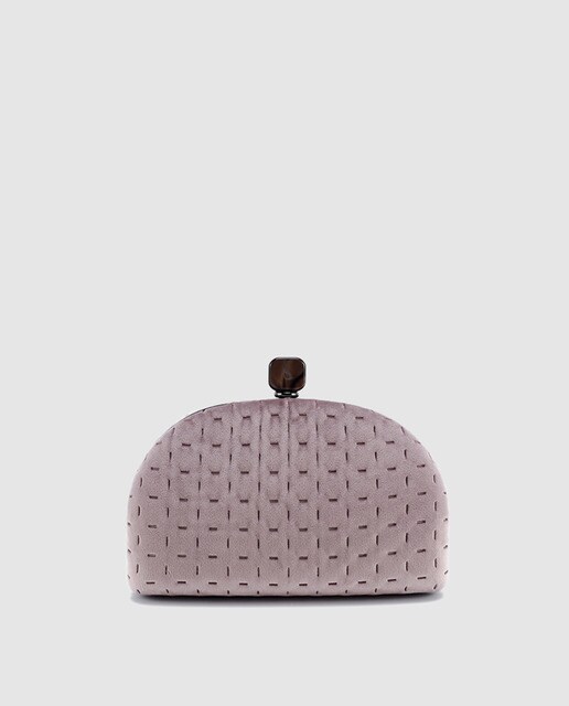 Clutch de fiesta Abbacino de terciopelo rosa con boquilla