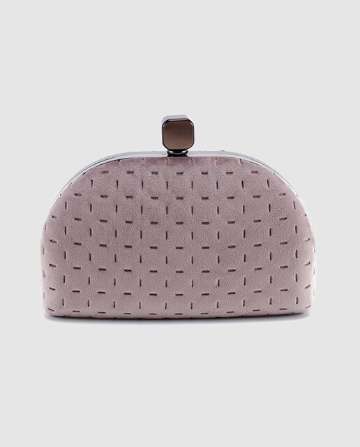 Clutch de fiesta Abbacino de terciopelo rosa con boquilla