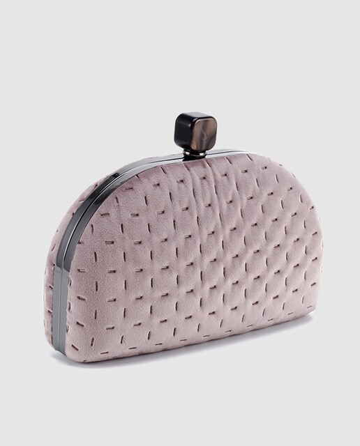 Clutch de fiesta Abbacino de terciopelo rosa con boquilla