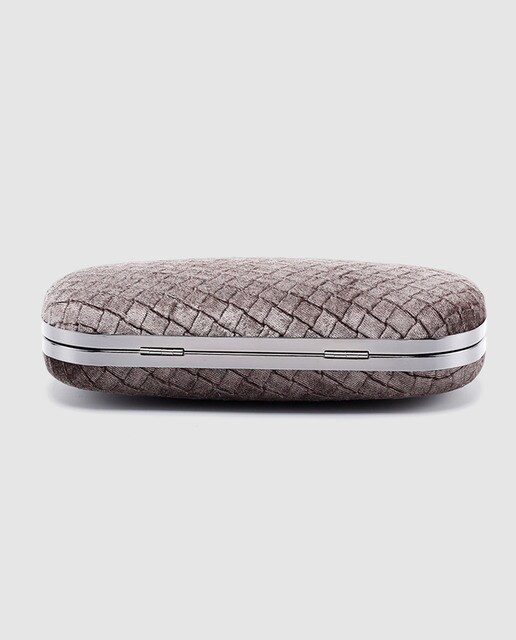 Clutch de fiesta Abbacino de terciopelo gris con boquilla