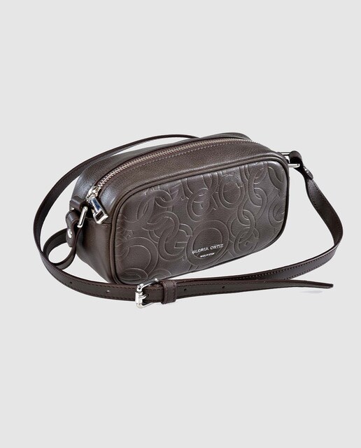 Bandolera pequeña de mujer Gloria Ortiz Miriam Petite Stamp de piel en marrón