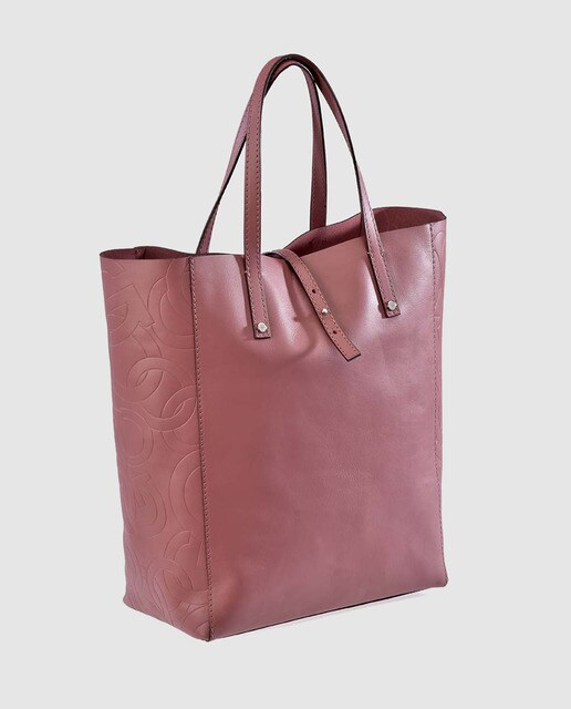 Tote Gloria Ortiz Sofia de piel en rosa con bolsillo interior
