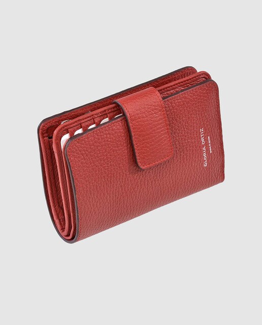 Cartera de mujer Gloria Ortiz Adele de piel roja con monedero