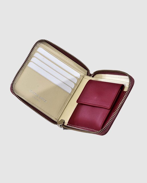 Cartera pequeña de mujer Gloria Ortiz Miriam de piel rosa grabada