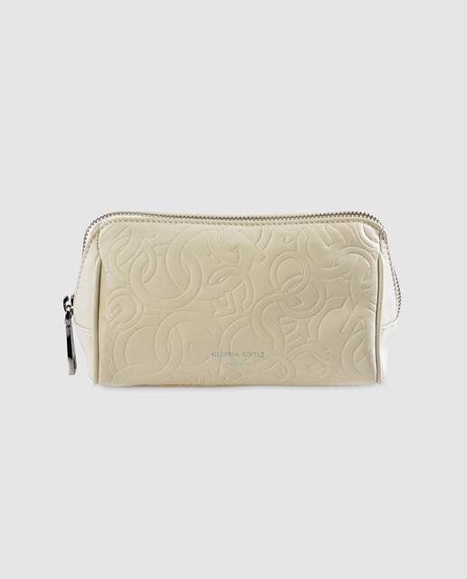 Estuche Gloria Ortiz Miriam de piel beige grabada