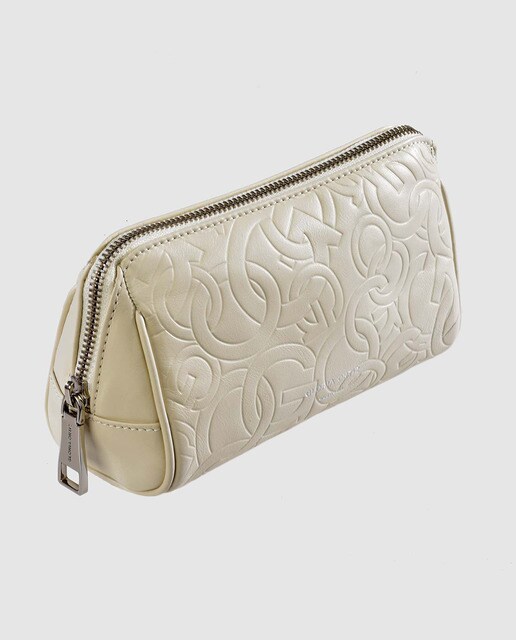 Estuche Gloria Ortiz Miriam de piel beige grabada