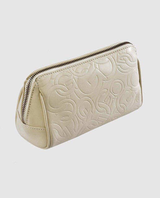 Estuche Gloria Ortiz Miriam de piel beige grabada