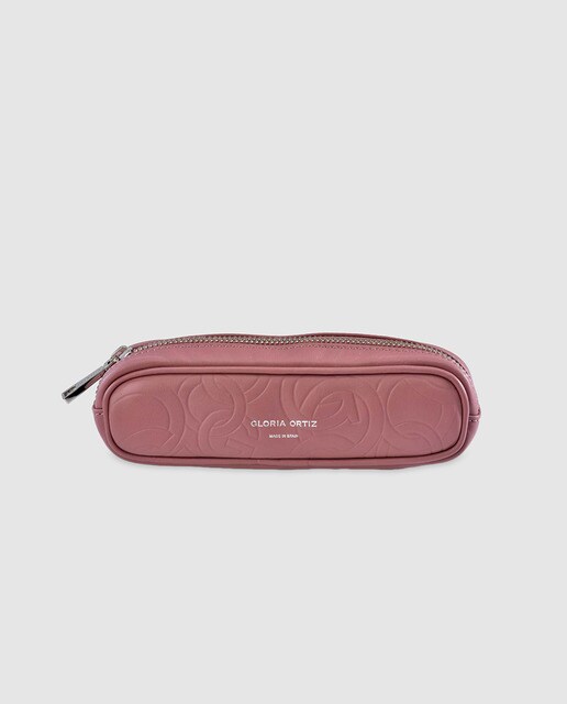 Estuche Gloria Ortiz Miriam de piel rosa grabada