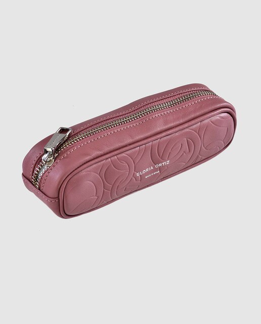 Estuche Gloria Ortiz Miriam de piel rosa grabada