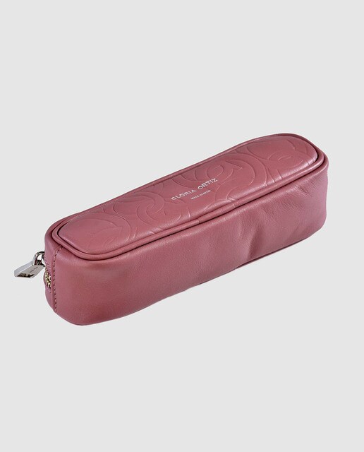 Estuche Gloria Ortiz Miriam de piel rosa grabada