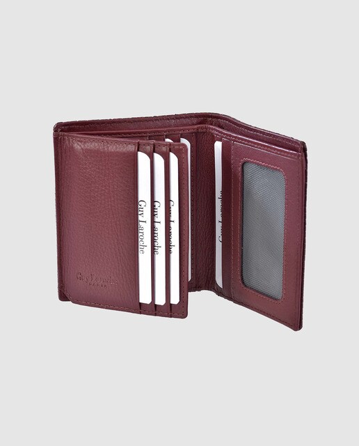 Cartera de hombre Guy Laroche de piel grabada en burdeos