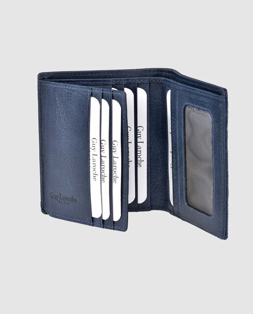 Cartera de hombre Guy Laroche de piel grabada en azul marino