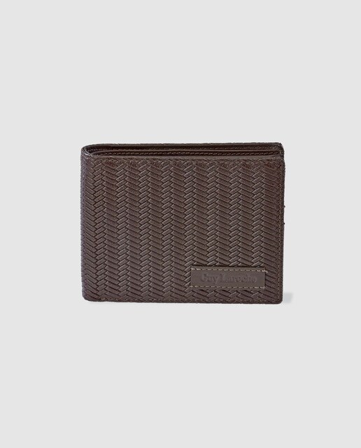 Cartera de hombre Guy Laroche de piel grabada en marrón con monedero