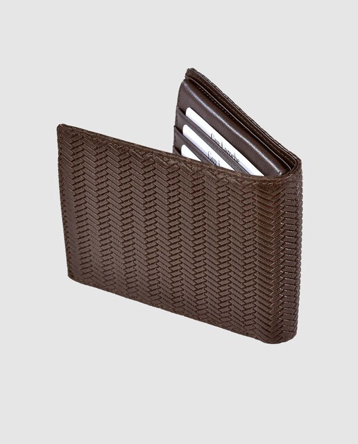 Cartera de hombre Guy Laroche de piel grabada en marrón con monedero
