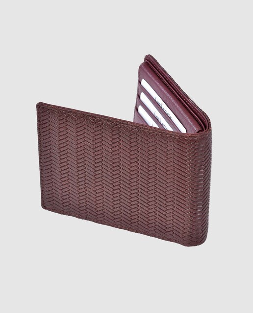 Cartera de hombre Guy Laroche de piel grabada en burdeos con monedero