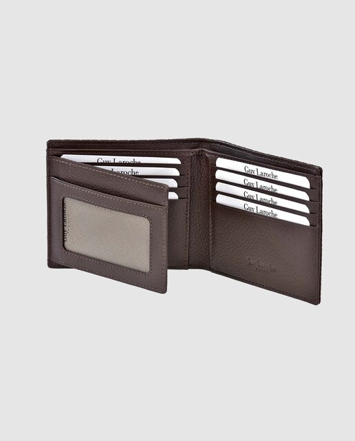 Cartera de hombre Guy Laroche de piel grabada en marrón