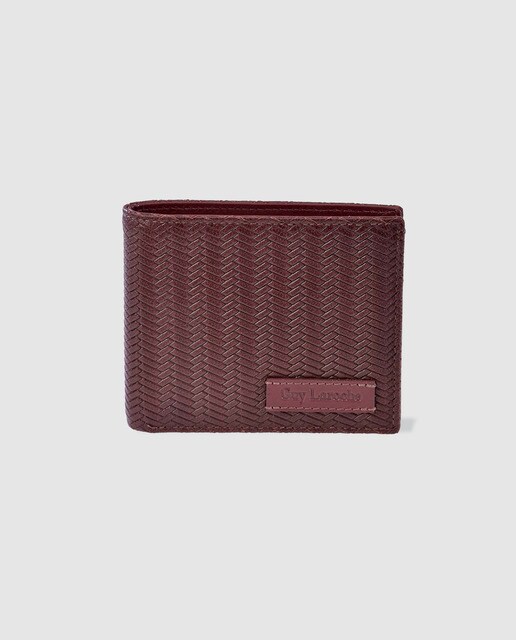 Cartera de hombre Guy Laroche de piel grabada en burdeos