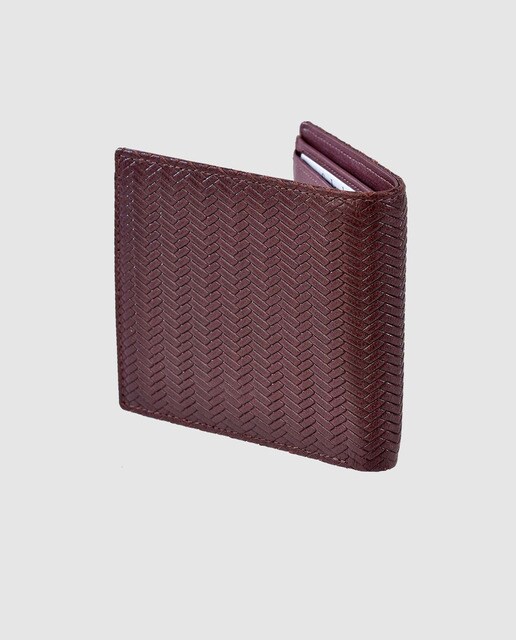 Cartera de hombre Guy Laroche de piel grabada en burdeos