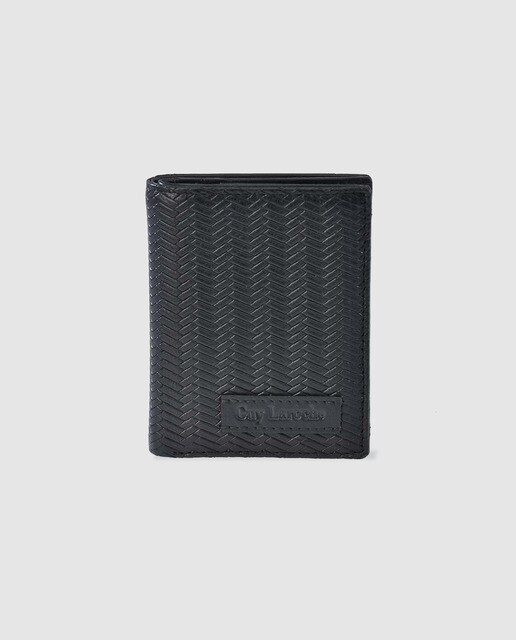 Cartera vertical de hombre Guy Laroche de piel grabada en negro