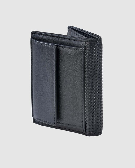 Cartera vertical de hombre Guy Laroche de piel grabada en negro