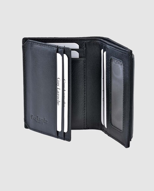 Cartera vertical de hombre Guy Laroche de piel grabada en negro