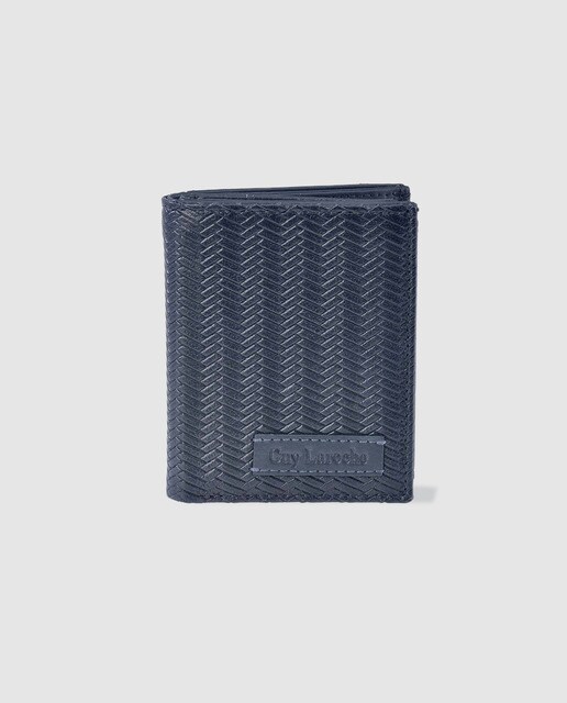 Cartera vertical de hombre Guy Laroche de piel grabada en azul marino