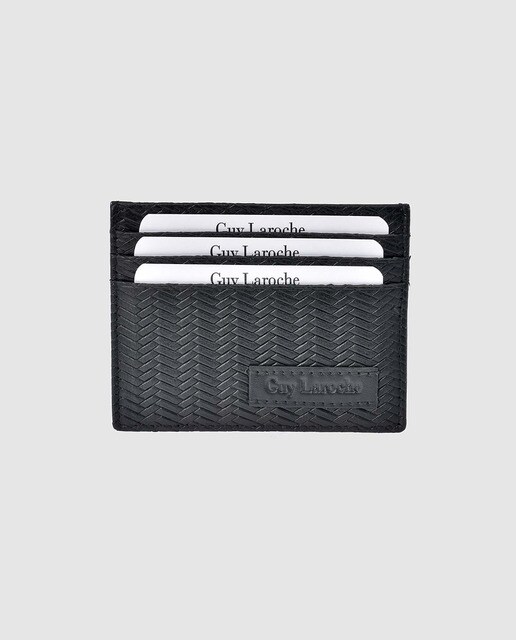 Tarjetero de hombre Guy Laroche de piel grabada en negro