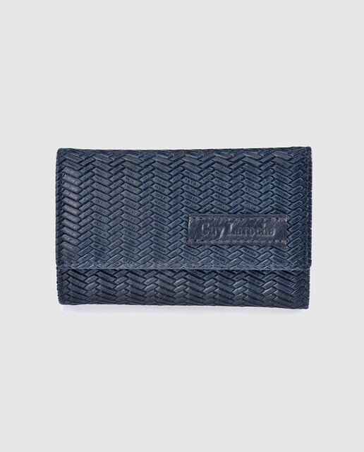Llavero de hombre Guy Laroche de piel grabada en azul marino