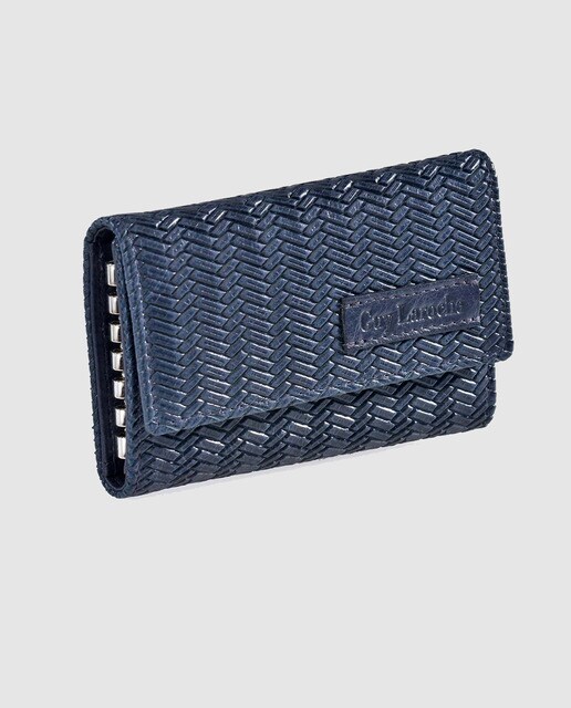 Llavero de hombre Guy Laroche de piel grabada en azul marino