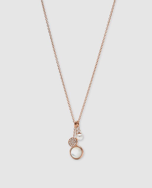 Collar Fossil Shimmery Light con perla y madreperla