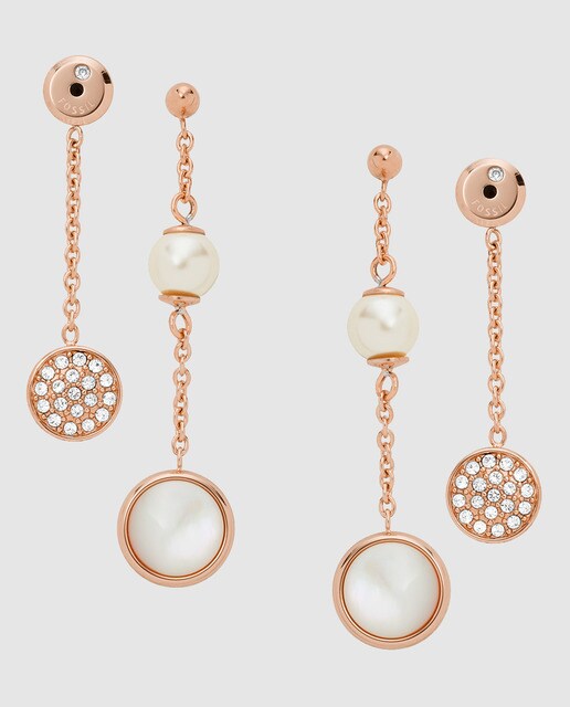 Pendientes Fossil Shimmery Light con perla y madreperla