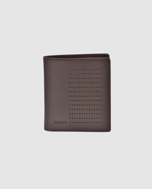 Cartera vertical mediana de hombre Yanko de piel lisa en marrón oscuro