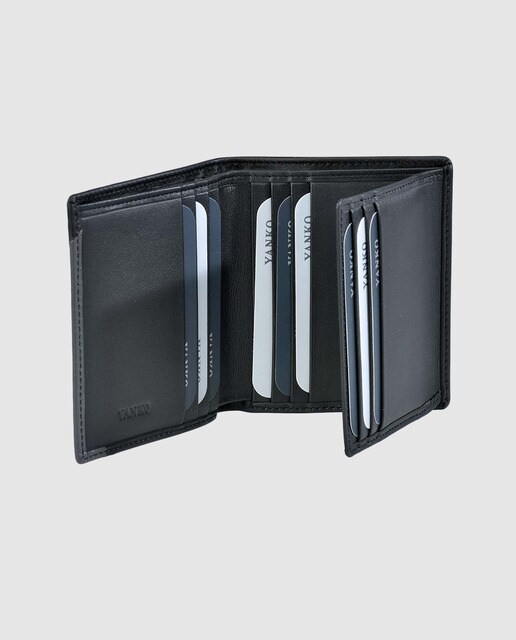 Cartera vertical de hombre Yanko de piel en negro con nueve tarjeteros