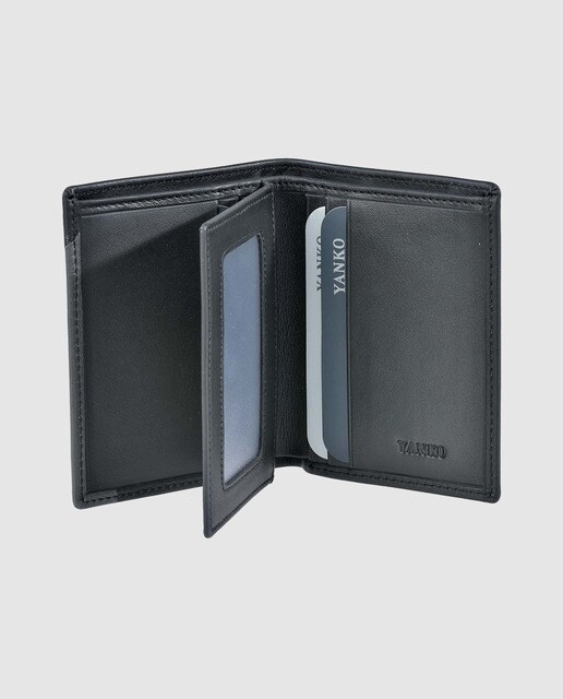 Cartera vertical de hombre Yanko de piel en negro con seis tarjeteros