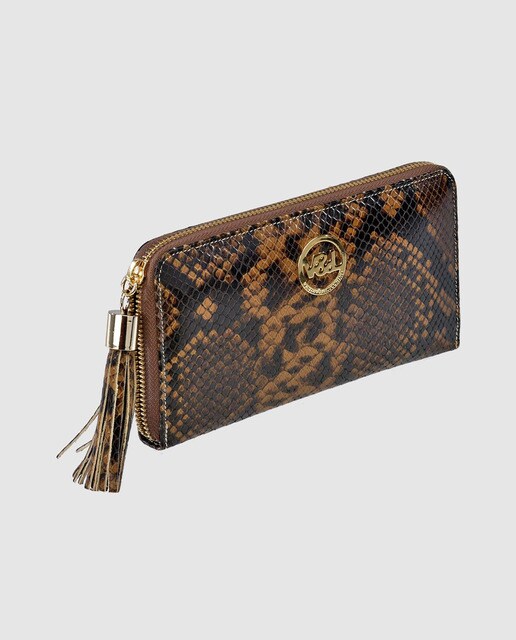 Cartera de mujer Victorio & Lucchino de piel grabada marrón