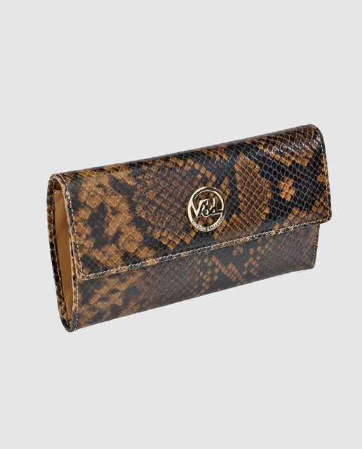 Cartera grande de mujer Victorio & Lucchino de piel marrón con solapa