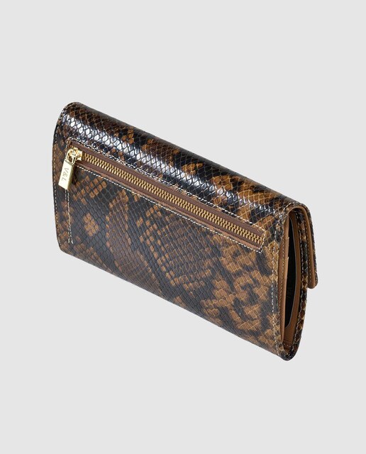 Cartera grande de mujer Victorio & Lucchino de piel marrón con solapa