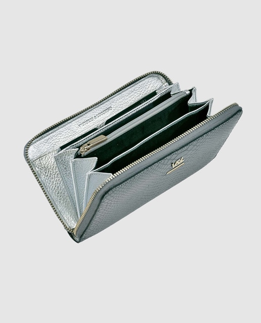 Cartera de mujer Victorio & Lucchino de piel grabada en gris