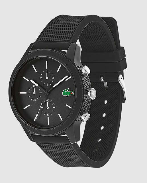 Reloj de hombre Lacoste Watches 12.12 2010972 cronógrafo de silicona negro