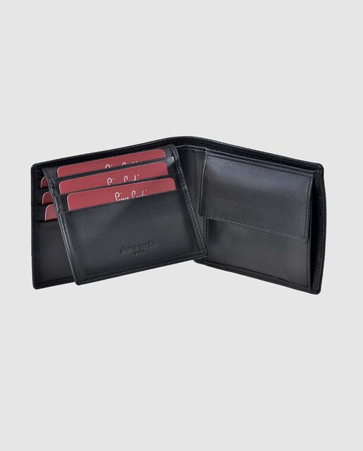 Cartera de piel de hombre Pierre Cardin de piel en negro con monedero