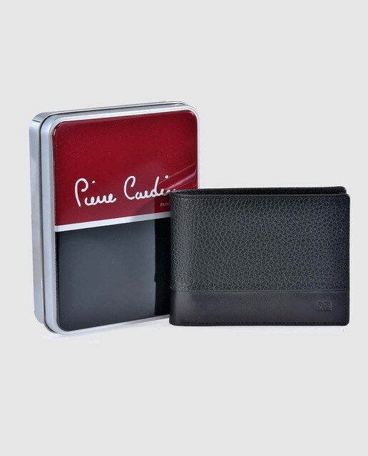 Cartera de piel de hombre Pierre Cardin de piel en negro con monedero