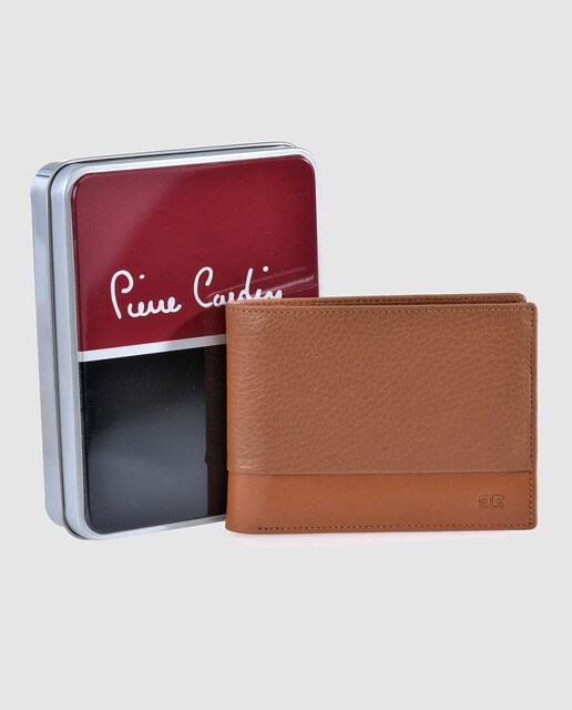 Cartera de piel de hombre Pierre Cardin de piel en camel con monedero