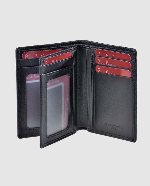 Cartera vertical de hombre Pierre Cardin de piel en negro