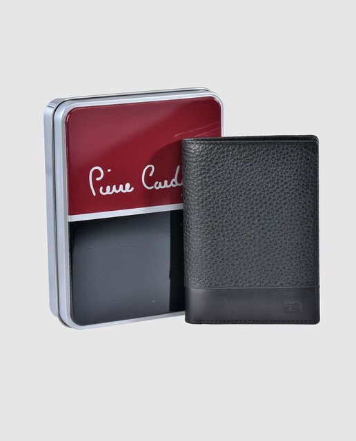 Cartera vertical de hombre Pierre Cardin de piel en negro