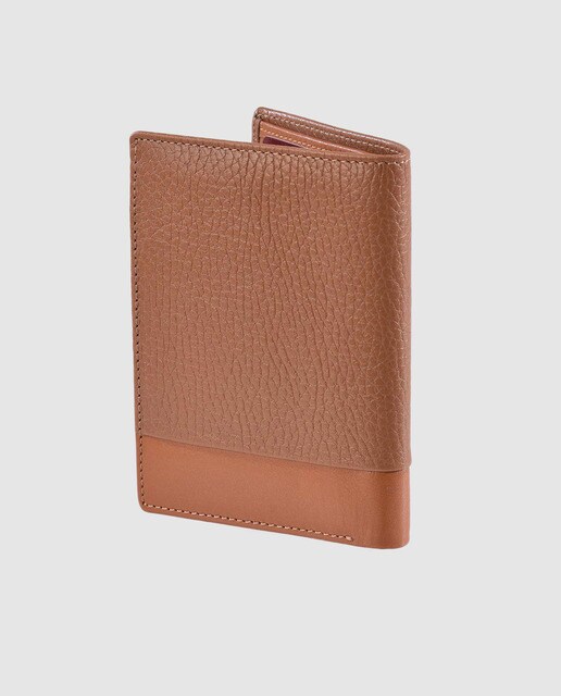 Cartera vertical de hombre Pierre Cardin de piel en camel