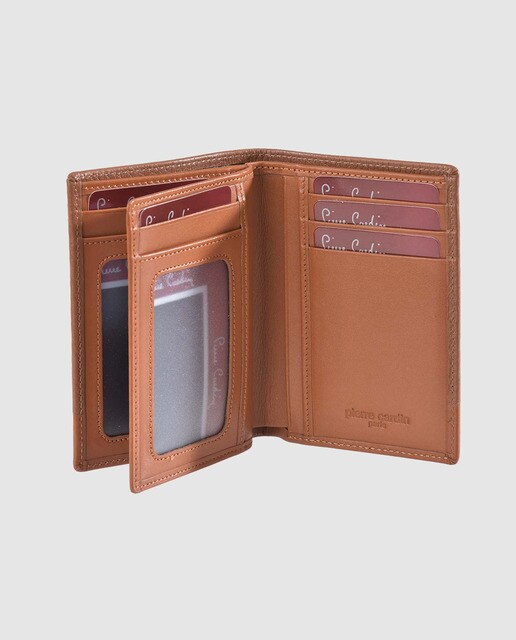 Cartera vertical de hombre Pierre Cardin de piel en camel