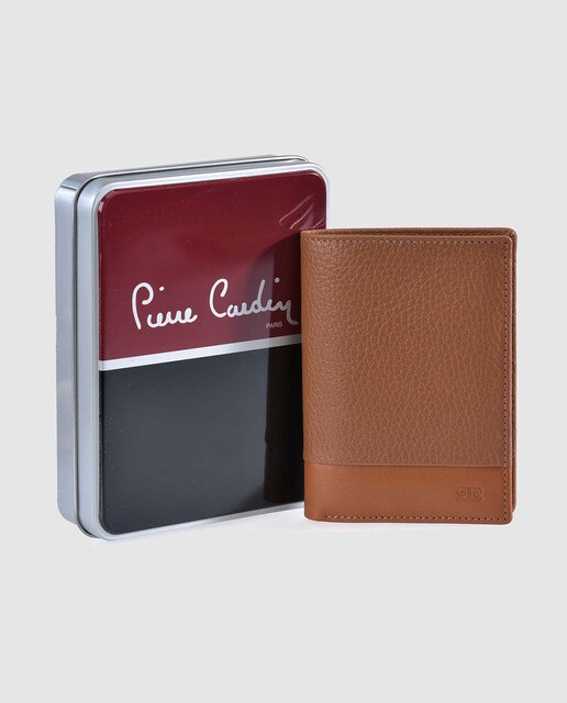 Cartera vertical de hombre Pierre Cardin de piel en camel